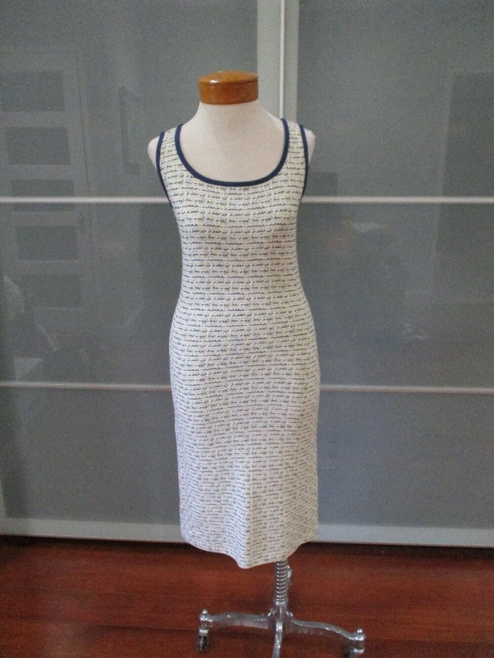 St. John Collection Textured Knit Sleeveless Midi Wiggle Dress
